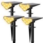 AUOSHI Solar Lights Outdoor 4 Pack, 55 LED Landscape Spotlights Waterproof IP68 Garden Yard Spot Solar Lights for Christmas Outside (Warm White)