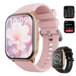 AUOSHI Smart Watch fits for Android & iPhone (Bluetooth Answer/Make Calls), 2.01 inch IP67 Waterproof Tracking Fitness, Sleep Monitor/Pedometer/Calories,Multiple Sports Modes,Pink