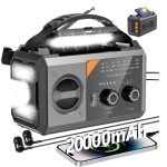 20000mAh Emergency Radio,Hand Crank Weather Radio with Battery Powered and Fast Charging, NOAA/AM/FM Portable Solar Radio with SOS Alert Flashlight, Outdoor Survival Gear