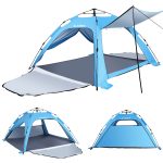 AUOSHI Pop up Beach Tent for 4-6 Person, Portable Sun Shelter with Canopy, UPF 50+ UV Protection, Extendable Floor, Easy Setup Cabana